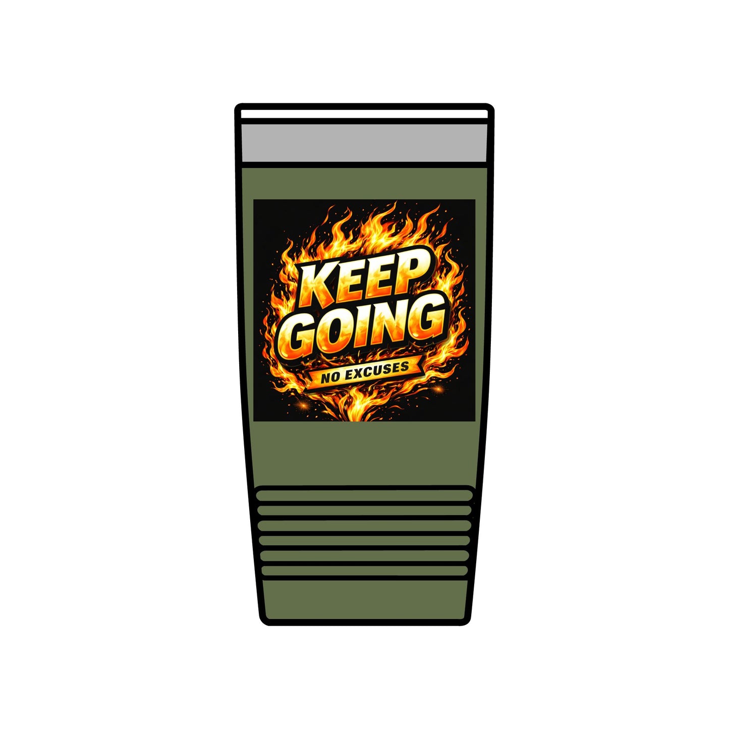 Motivational Tumbler 20oz | Keep Going No Excuses Cup | Black Gold Stainless Steel Travel Mug | Inspirational Coffee Tumbler Gift