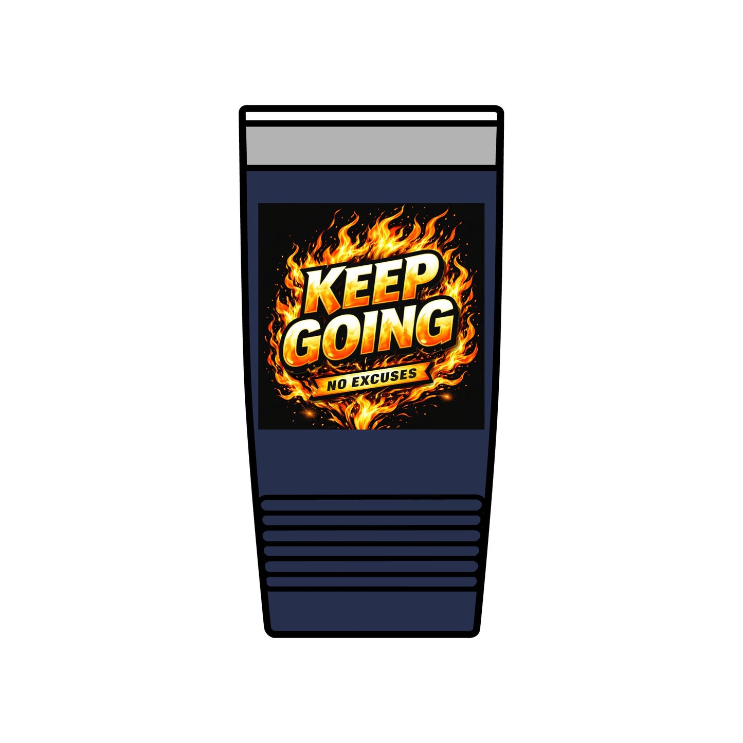 Motivational Tumbler 20oz | Keep Going No Excuses Cup | Black Gold Stainless Steel Travel Mug | Inspirational Coffee Tumbler Gift