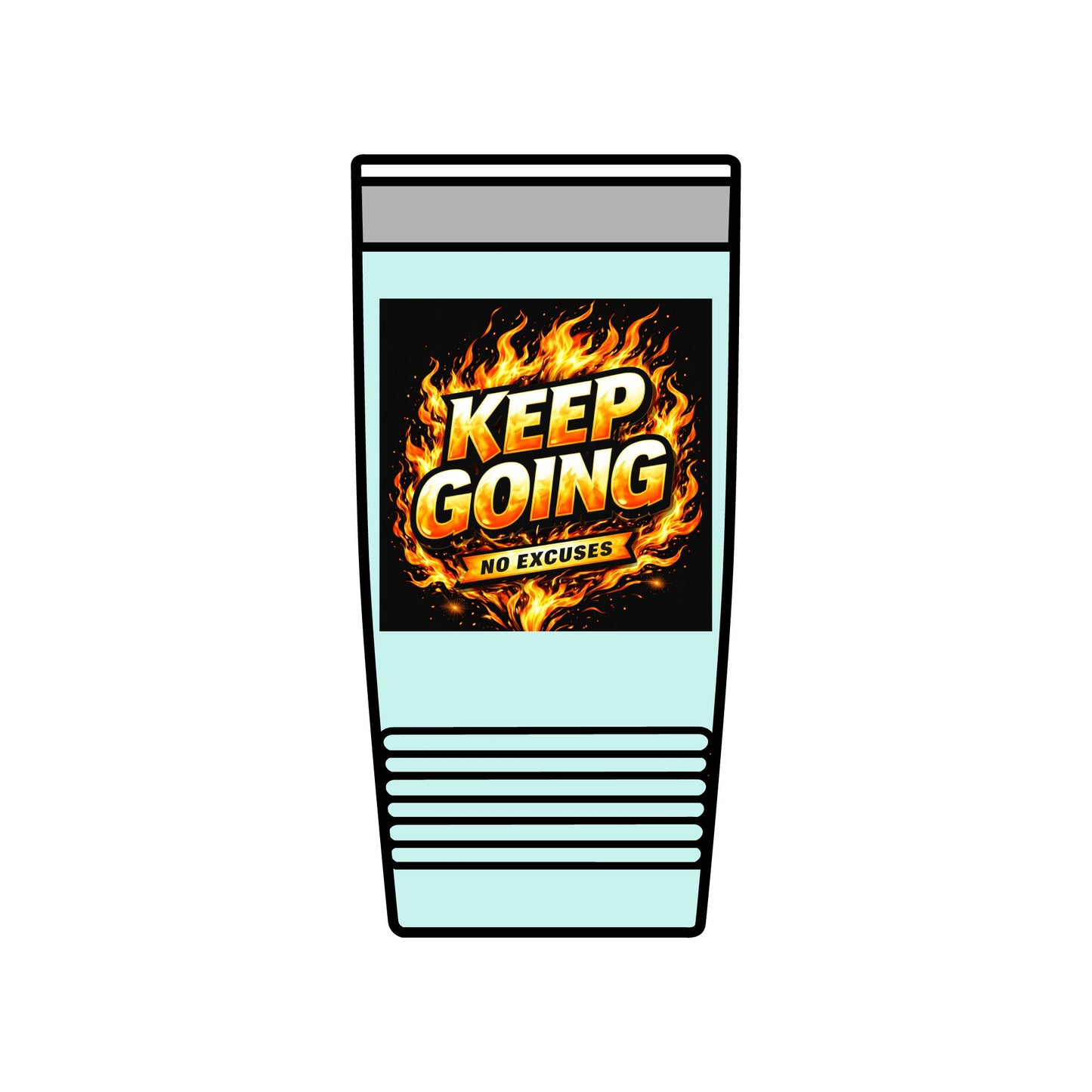 Motivational Tumbler 20oz | Keep Going No Excuses Cup | Black Gold Stainless Steel Travel Mug | Inspirational Coffee Tumbler Gift