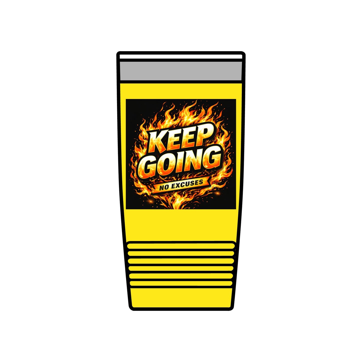 Motivational Tumbler 20oz | Keep Going No Excuses Cup | Black Gold Stainless Steel Travel Mug | Inspirational Coffee Tumbler Gift
