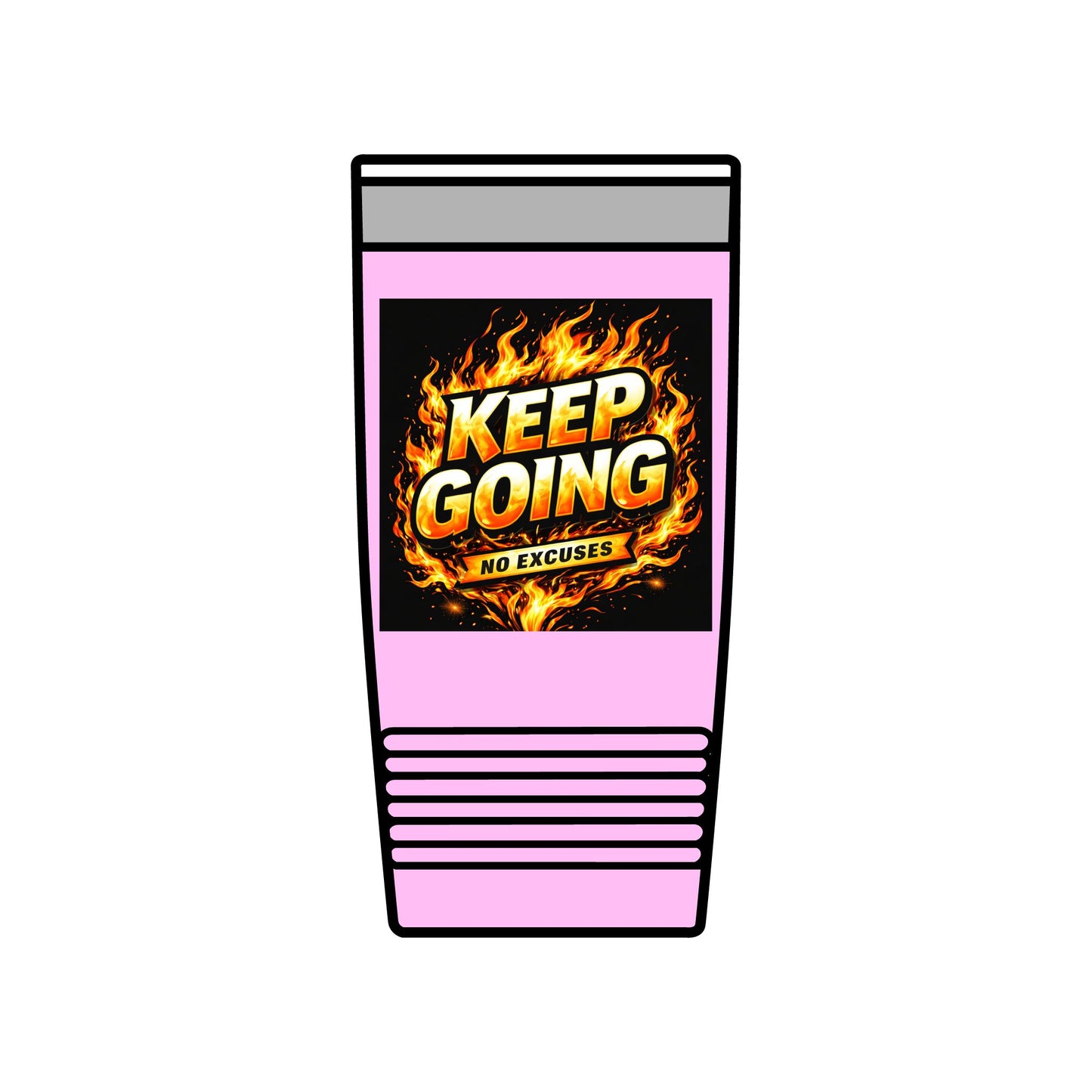 Motivational Tumbler 20oz | Keep Going No Excuses Cup | Black Gold Stainless Steel Travel Mug | Inspirational Coffee Tumbler Gift