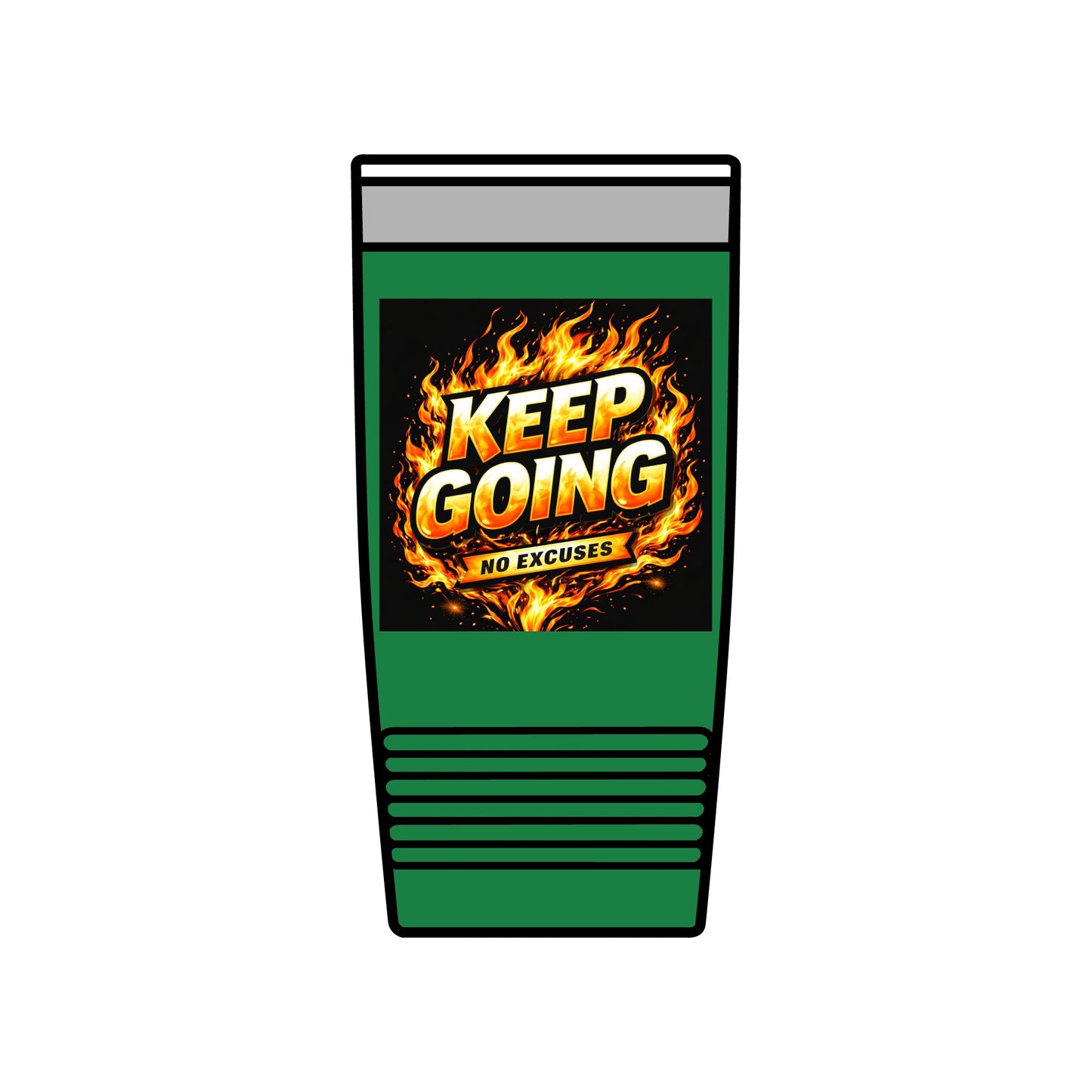 Motivational Tumbler 20oz | Keep Going No Excuses Cup | Black Gold Stainless Steel Travel Mug | Inspirational Coffee Tumbler Gift