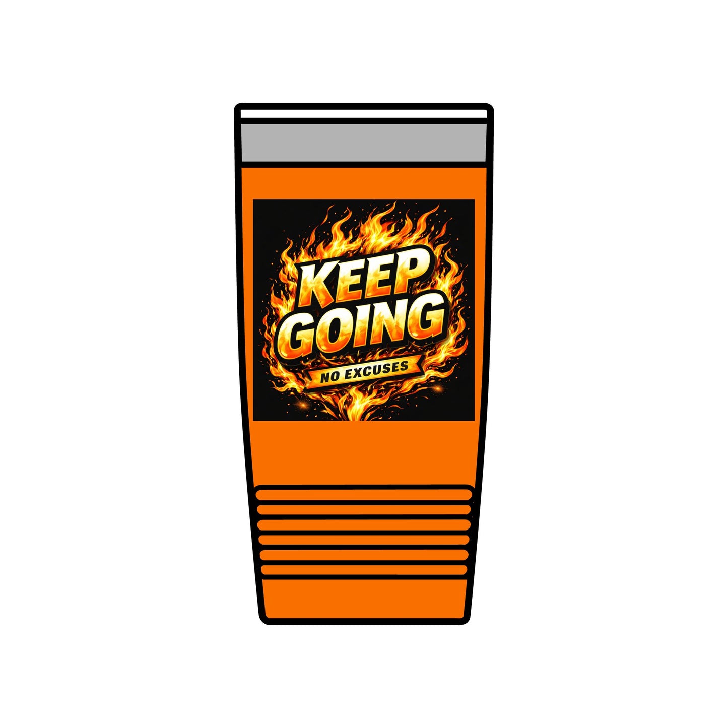 Motivational Tumbler 20oz | Keep Going No Excuses Cup | Black Gold Stainless Steel Travel Mug | Inspirational Coffee Tumbler Gift