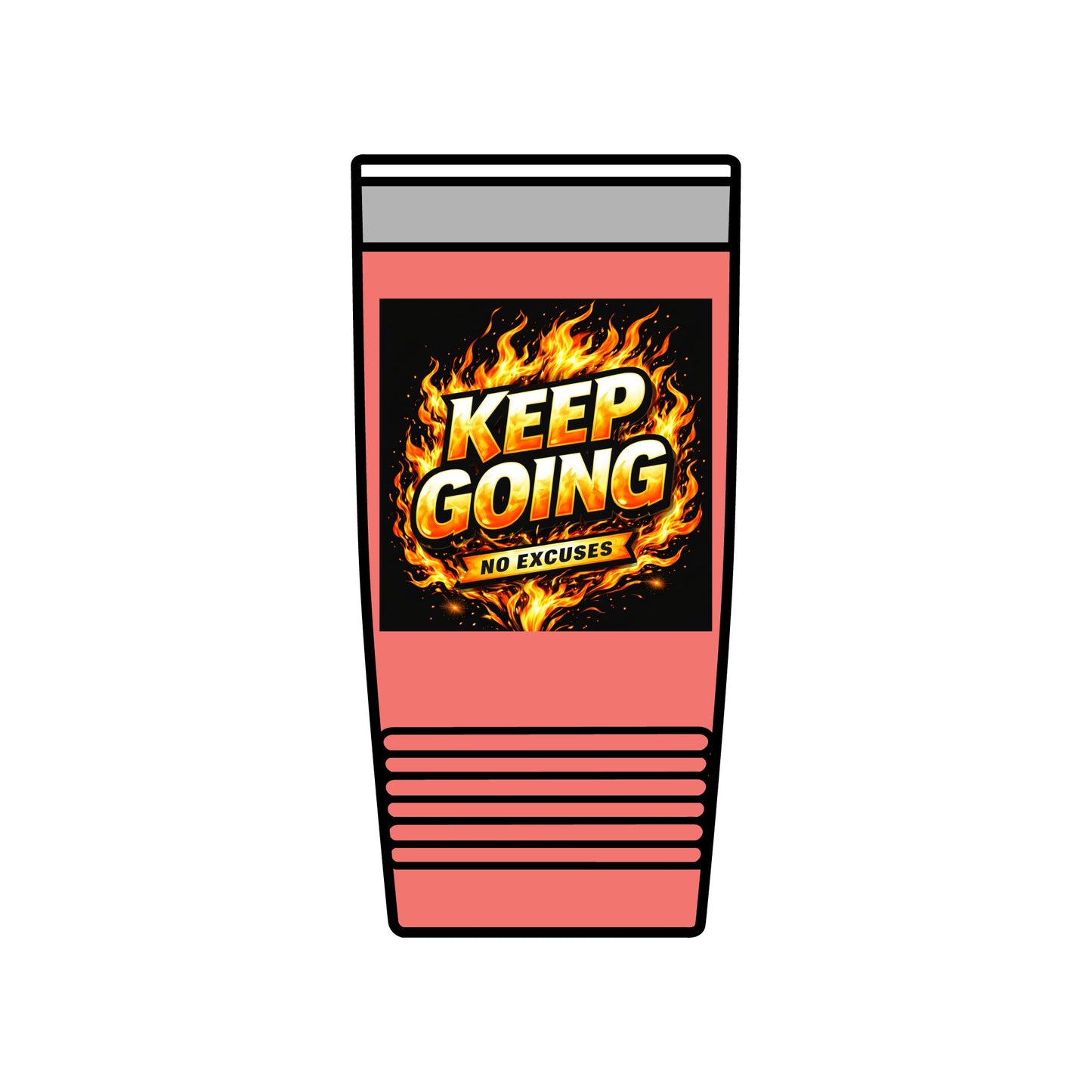 Motivational Tumbler 20oz | Keep Going No Excuses Cup | Black Gold Stainless Steel Travel Mug | Inspirational Coffee Tumbler Gift