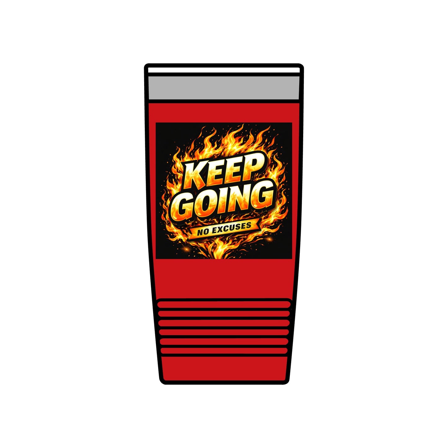 Motivational Tumbler 20oz | Keep Going No Excuses Cup | Black Gold Stainless Steel Travel Mug | Inspirational Coffee Tumbler Gift