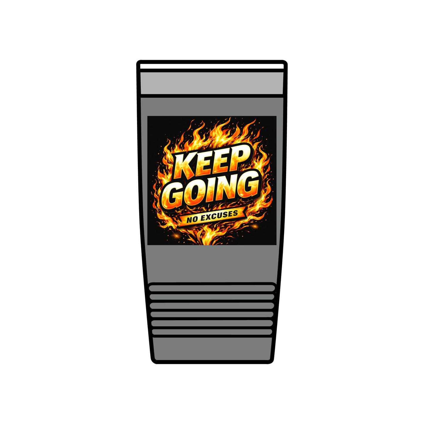Motivational Tumbler 20oz | Keep Going No Excuses Cup | Black Gold Stainless Steel Travel Mug | Inspirational Coffee Tumbler Gift