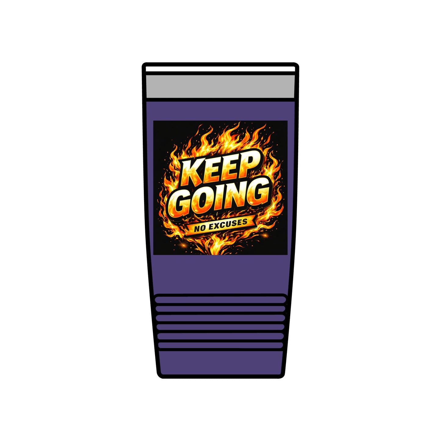 Motivational Tumbler 20oz | Keep Going No Excuses Cup | Black Gold Stainless Steel Travel Mug | Inspirational Coffee Tumbler Gift