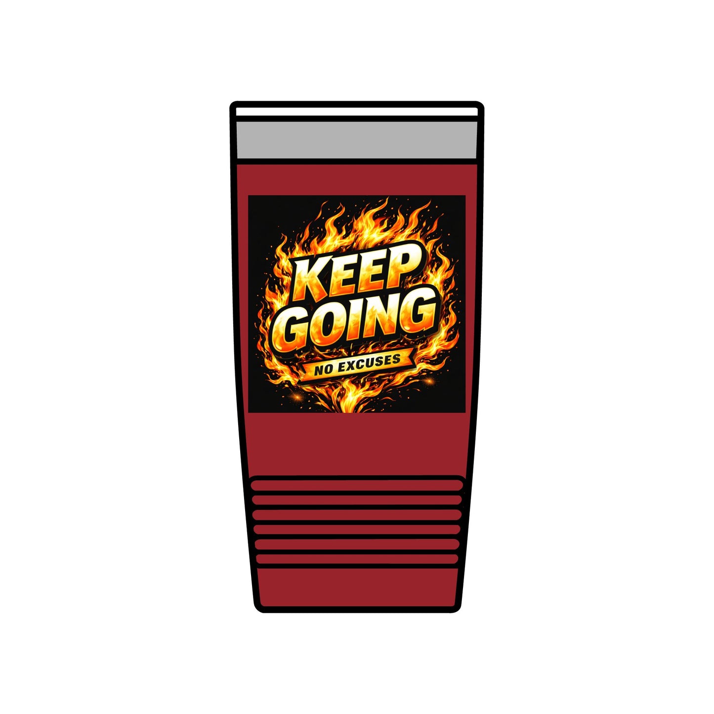 Motivational Tumbler 20oz | Keep Going No Excuses Cup | Black Gold Stainless Steel Travel Mug | Inspirational Coffee Tumbler Gift