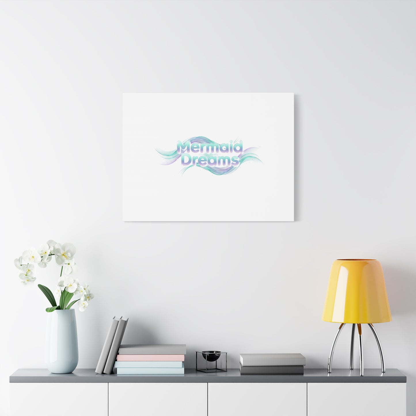 Mermaid Dreams Matte Canvas | iridescent text, pearly word accent