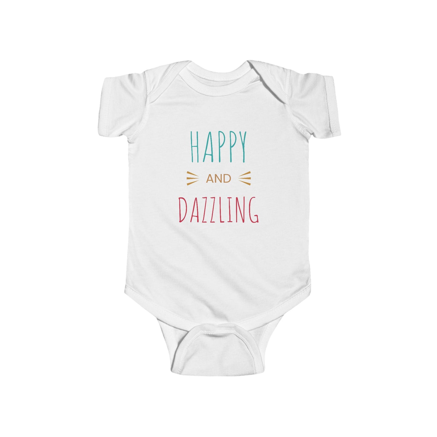 Happy and Dazzling Baby Bodysuit — Infant Onesie with Colorful Typography