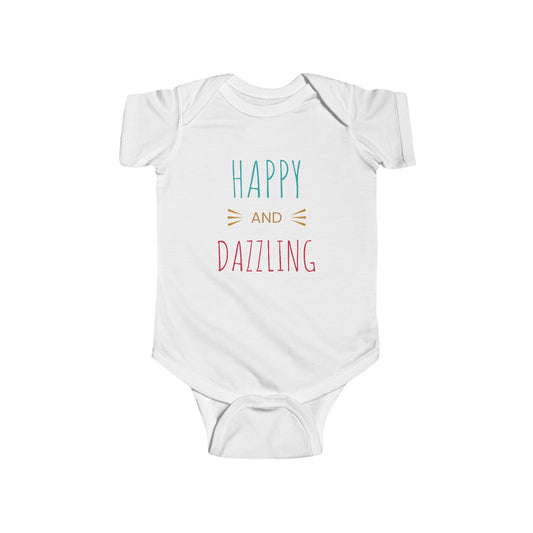 Happy and Dazzling Baby Bodysuit — Infant Onesie with Colorful Typography