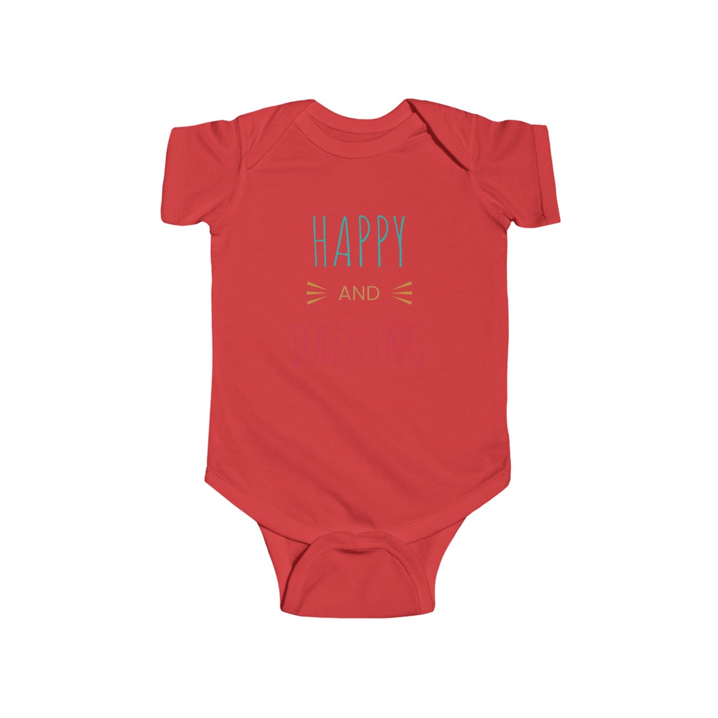 Happy and Dazzling Baby Bodysuit — Infant Onesie with Colorful Typography