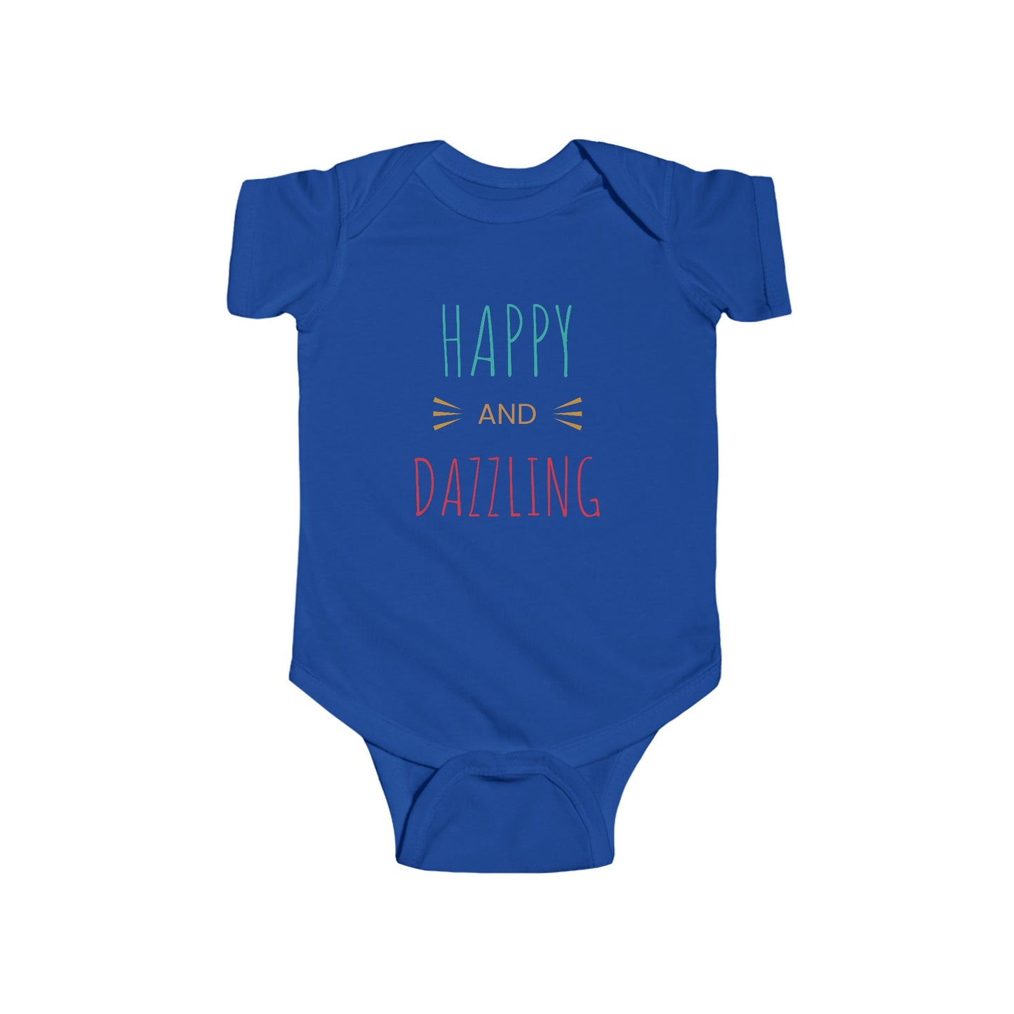 Happy and Dazzling Baby Bodysuit — Infant Onesie with Colorful Typography
