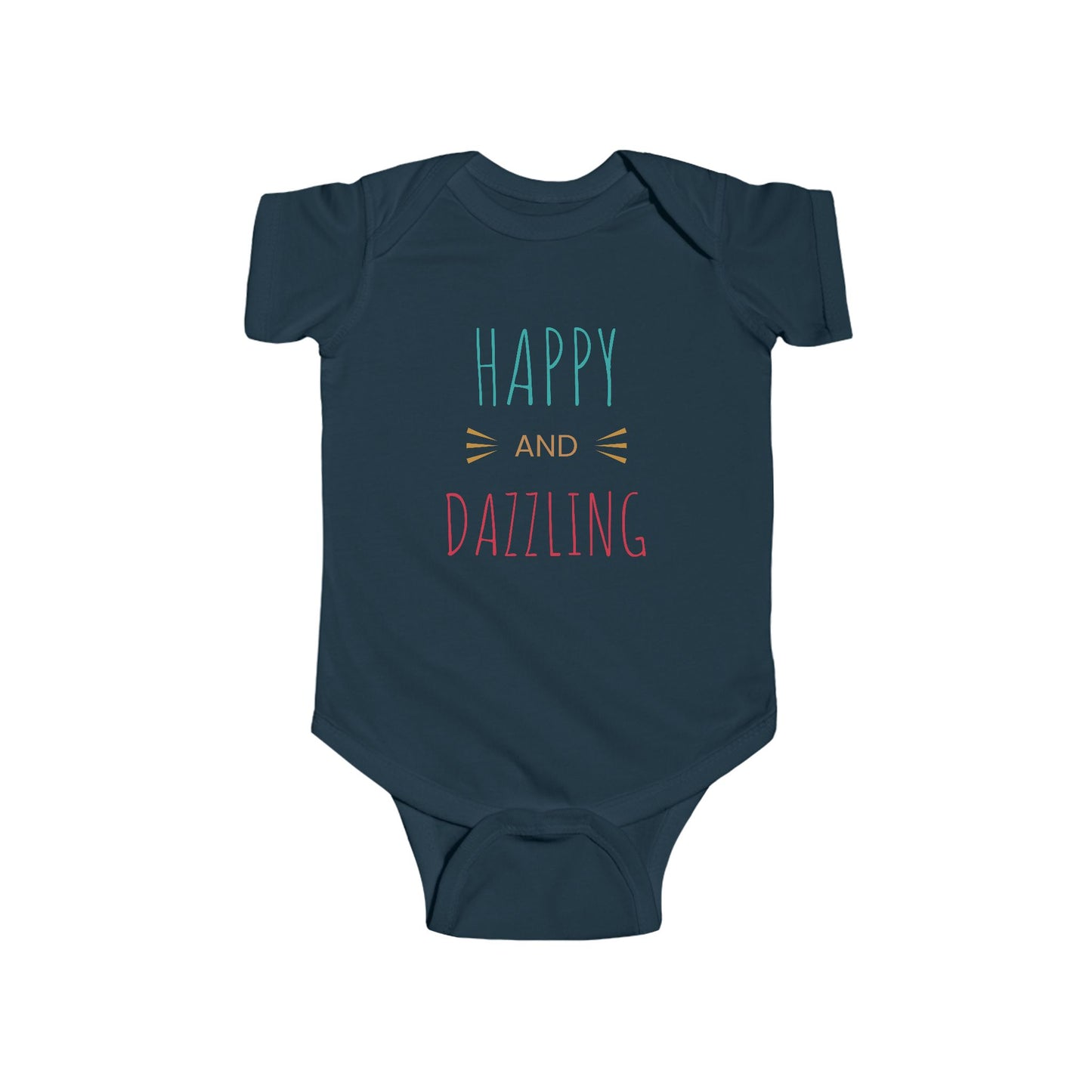 Happy and Dazzling Baby Bodysuit — Infant Onesie with Colorful Typography