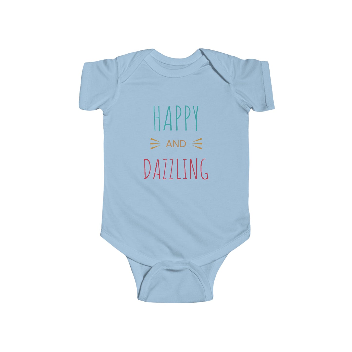 Happy and Dazzling Baby Bodysuit — Infant Onesie with Colorful Typography