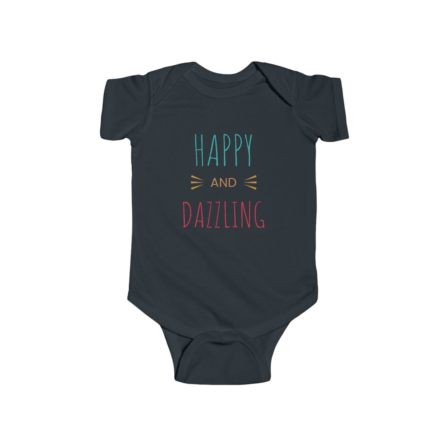 Happy and Dazzling Baby Bodysuit — Infant Onesie with Colorful Typography