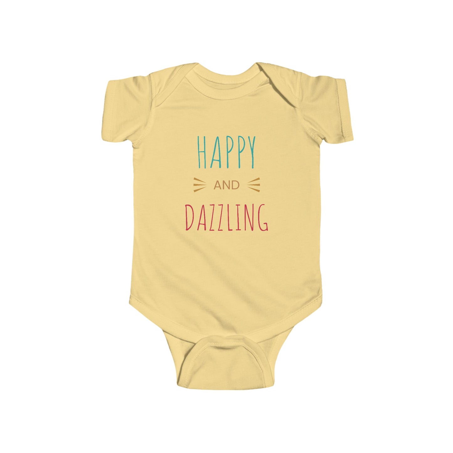 Happy and Dazzling Baby Bodysuit — Infant Onesie with Colorful Typography