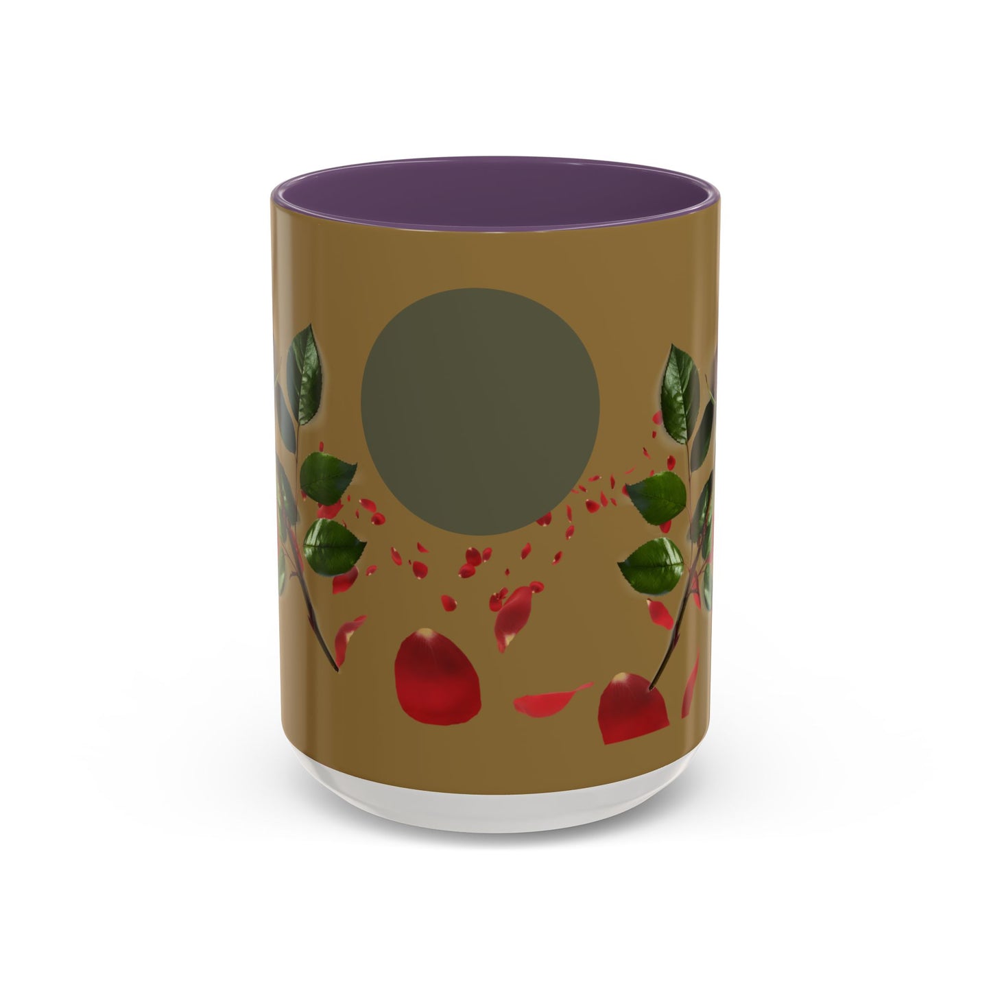 Red Rose Petals Coffee Mug  Accent Black Handle Interior,