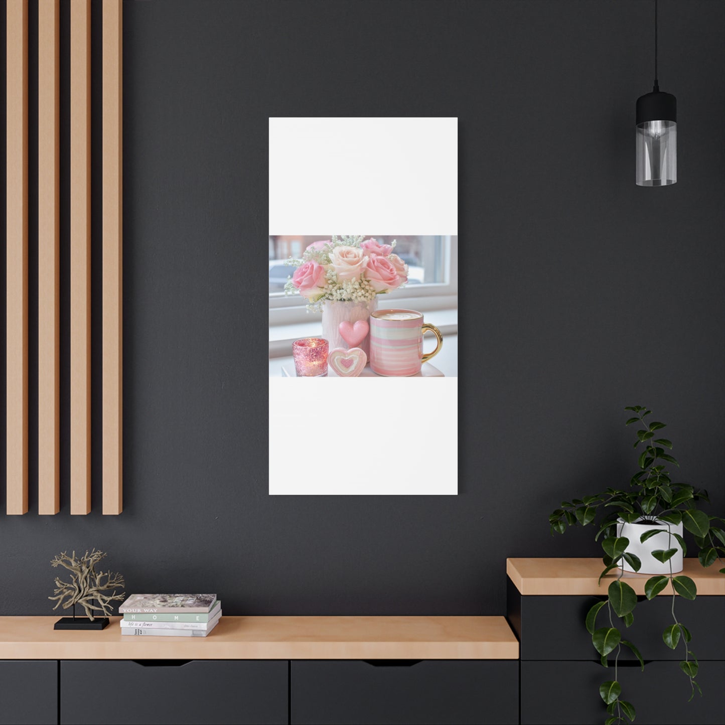 Pink Rose Bouquet with Mug Canvas