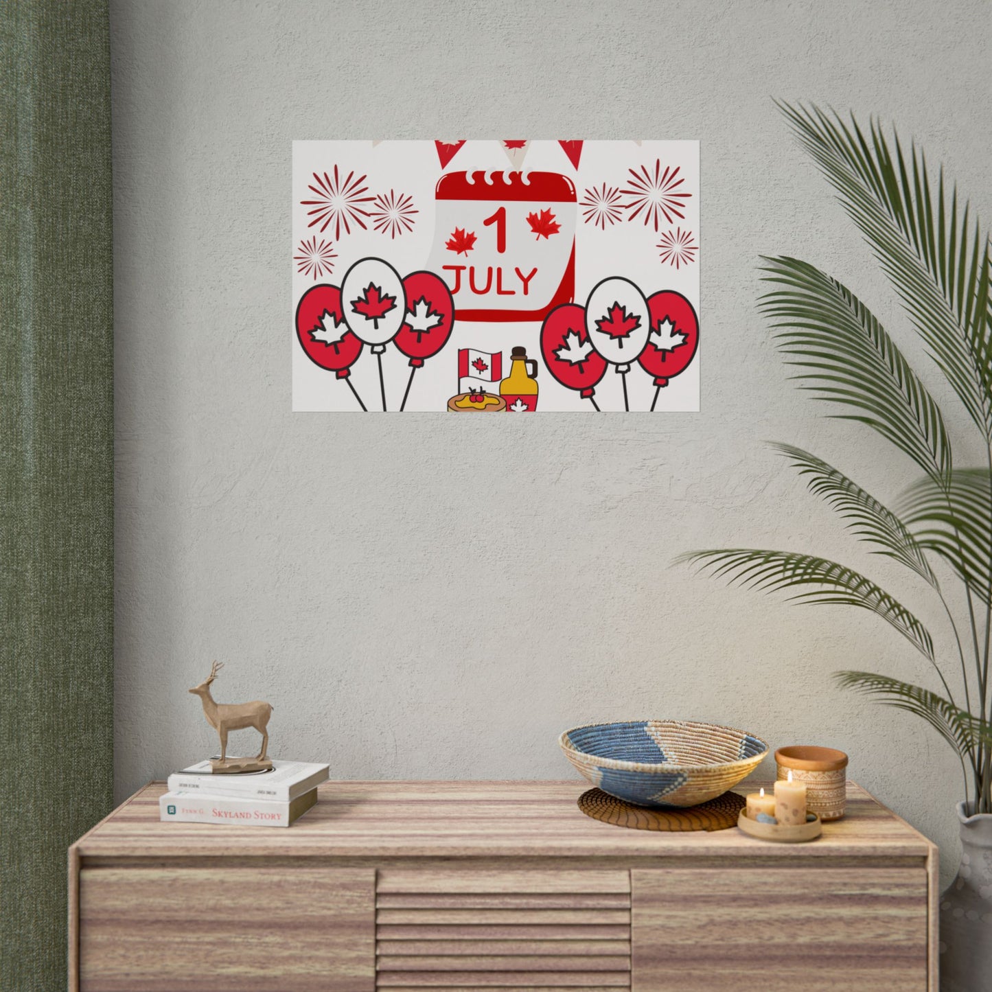 Canada Day 1 July Poster – Red Maple Leaf Celebration Print