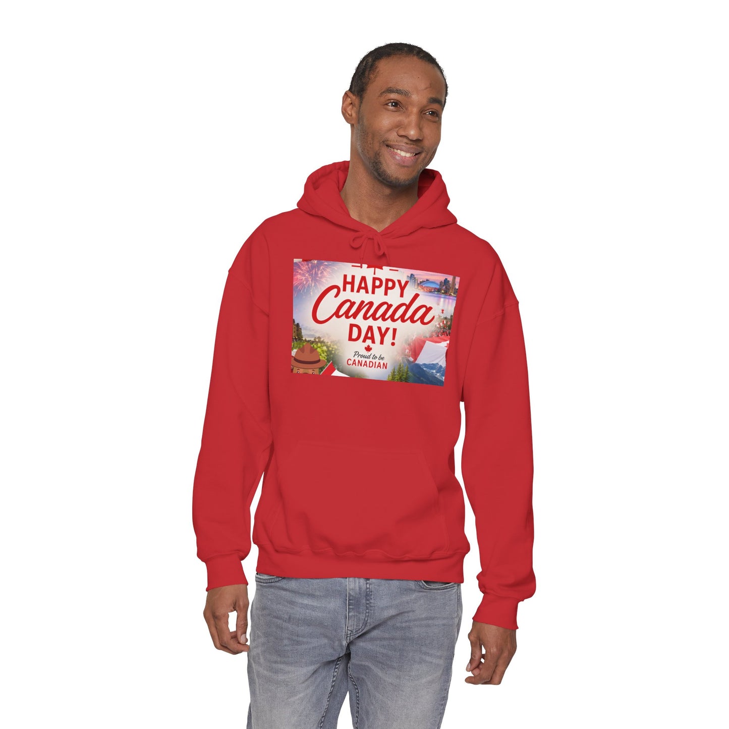 Canada Day Hoodie — "Happy Canada Day! Proud Canadian" Celebration Sweatshirt