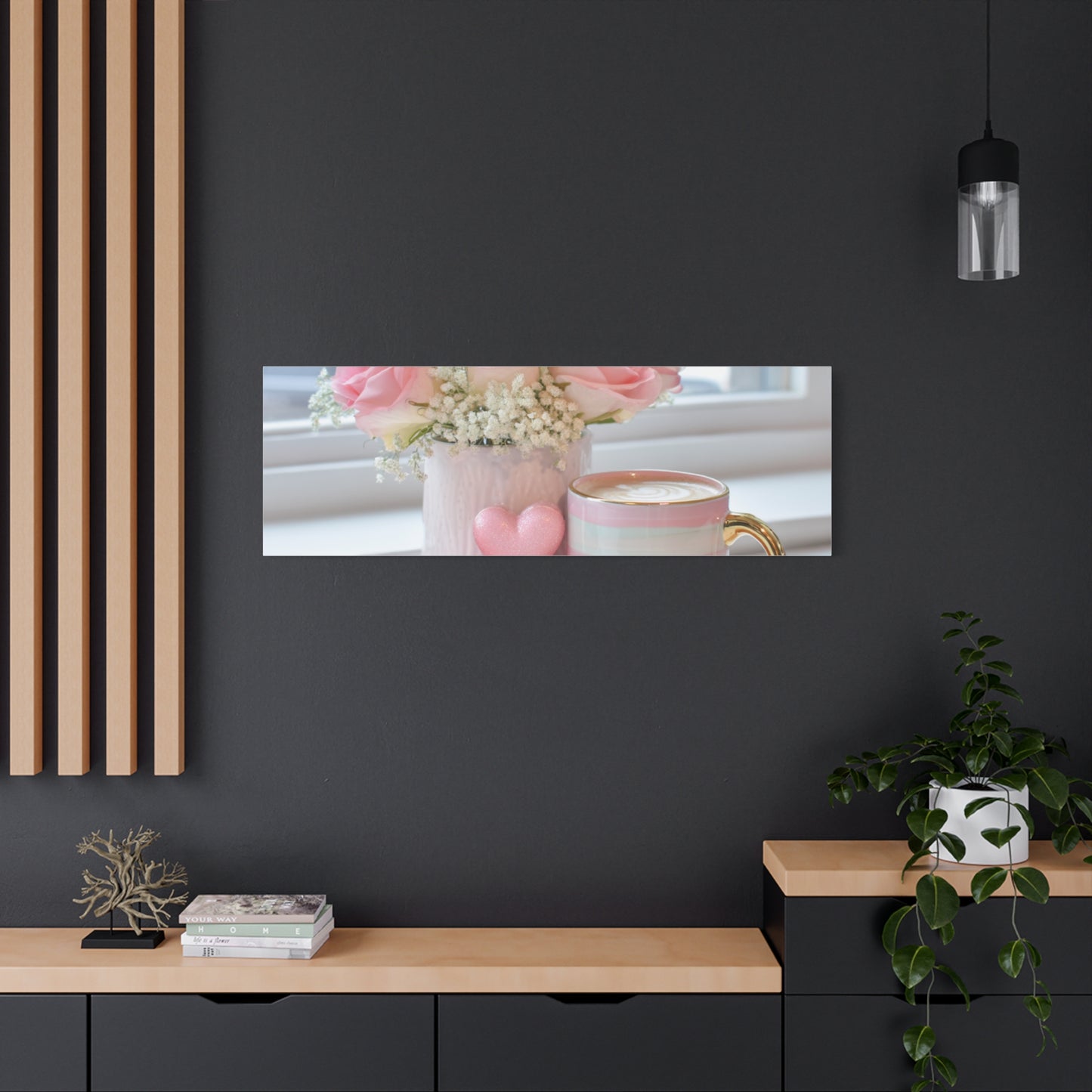 Pink Rose Bouquet with Mug Canvas