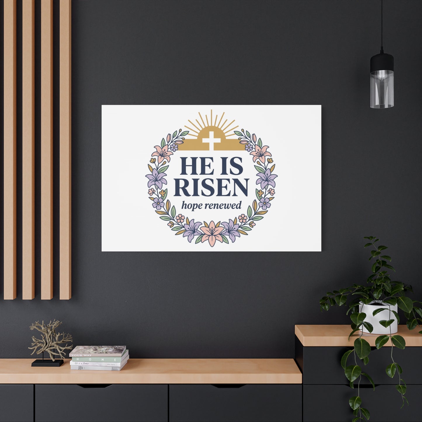 He Is Risen Canvas | Christian Easter Wall Art, Resurrection Scripture