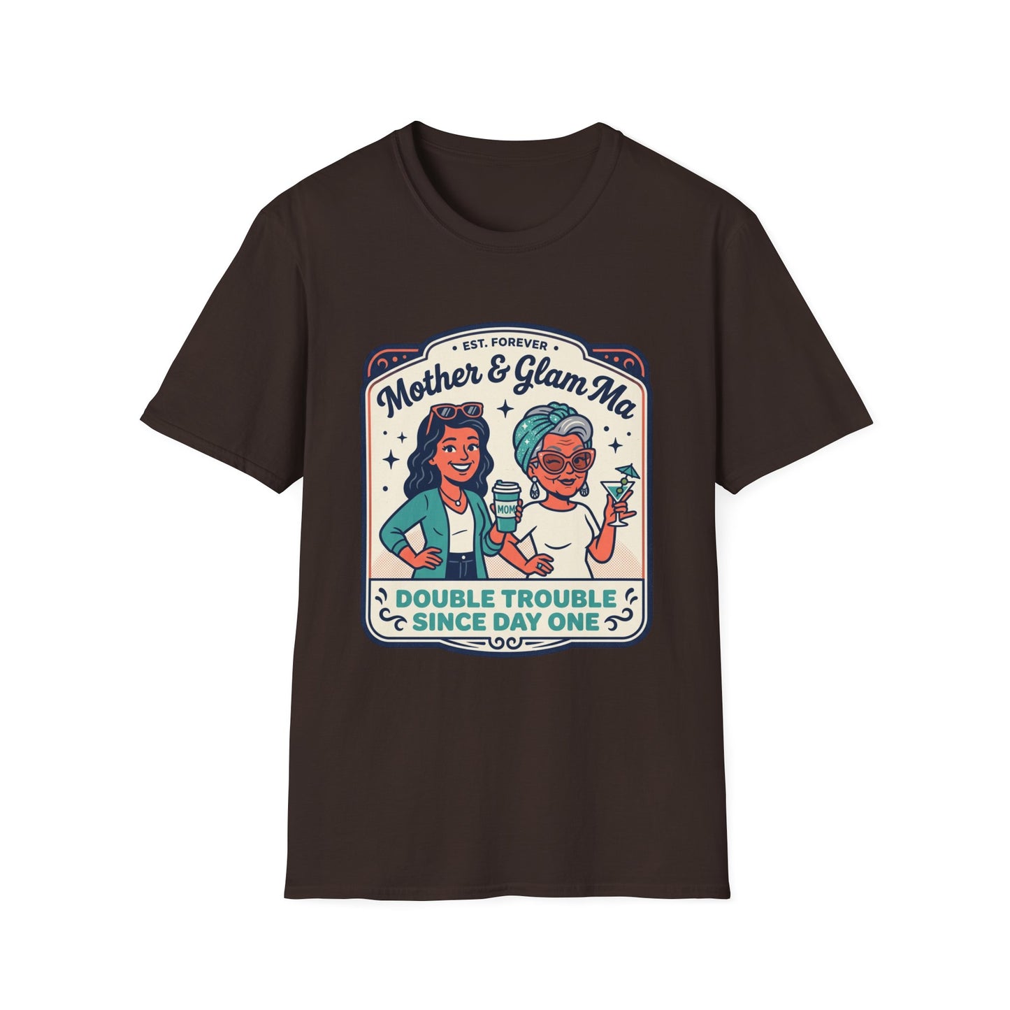 Mother & Glam Ma T-Shirt — "Double Trouble Since Day One" Matching Mom Daughter Tee