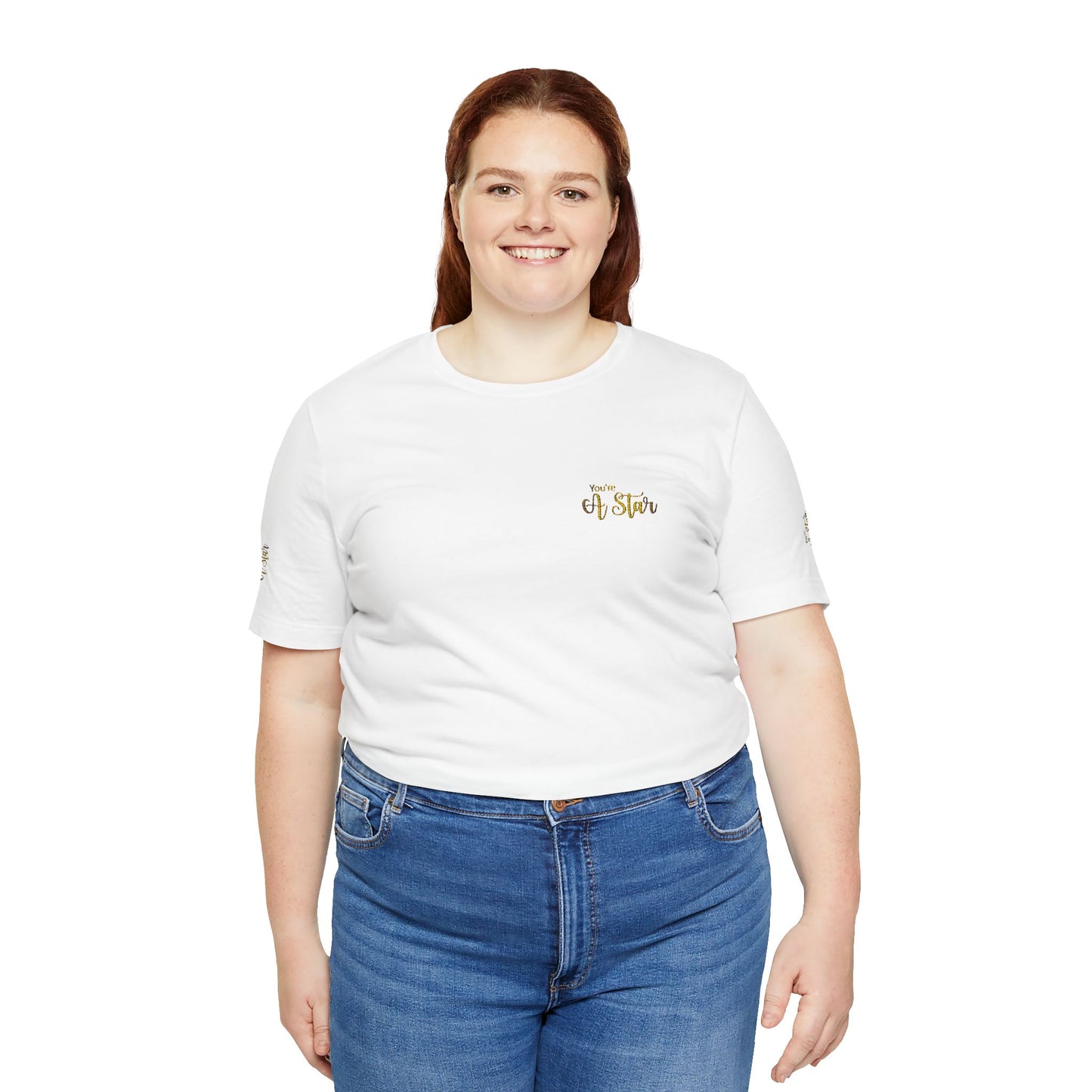 White Bee Graphic Tee — Small Chest & Sleeve Floral Bee Design