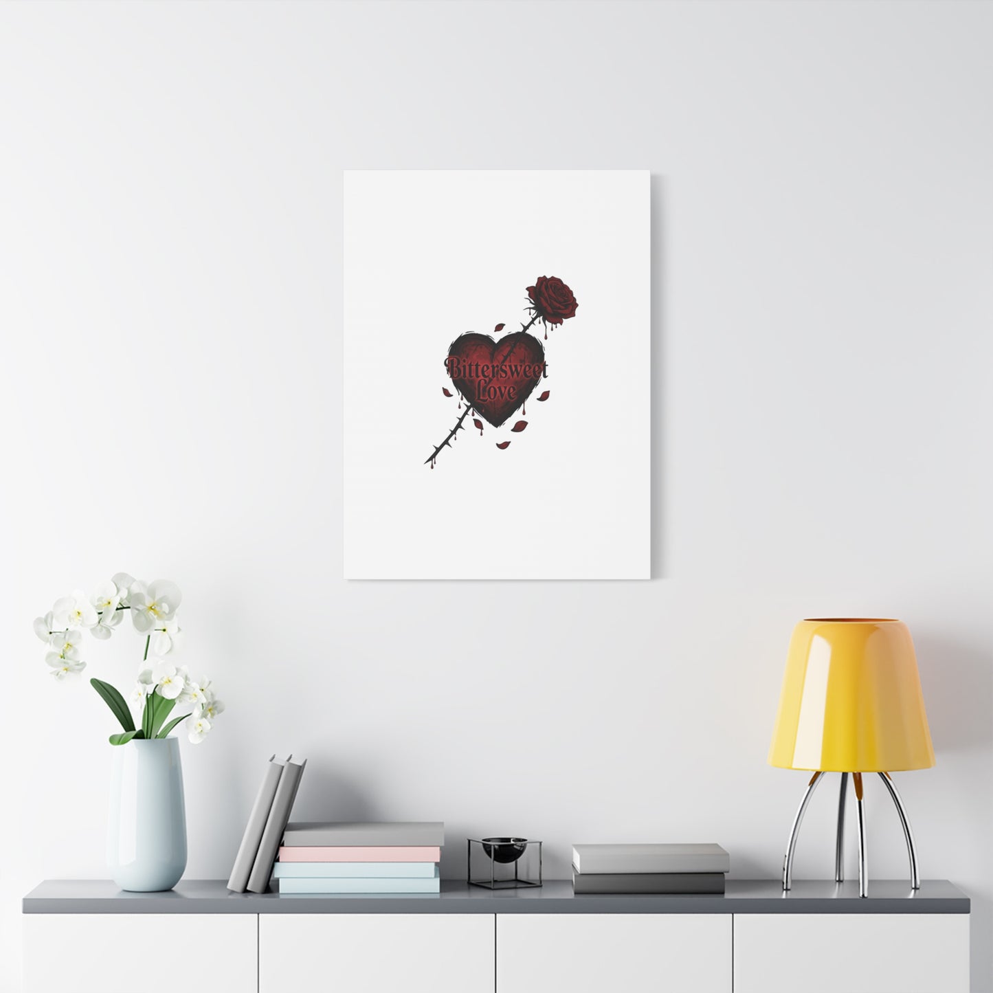 Bittersweet Love heart & thorn rose Canvas | Goth Valentine, Dark Romance Art Print