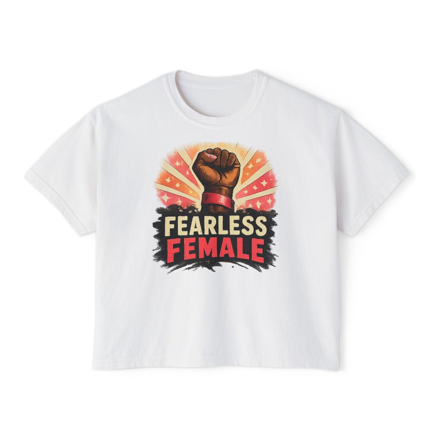 Fearless Female Raised Fist Graphic T-Shirt | Boxy Tee