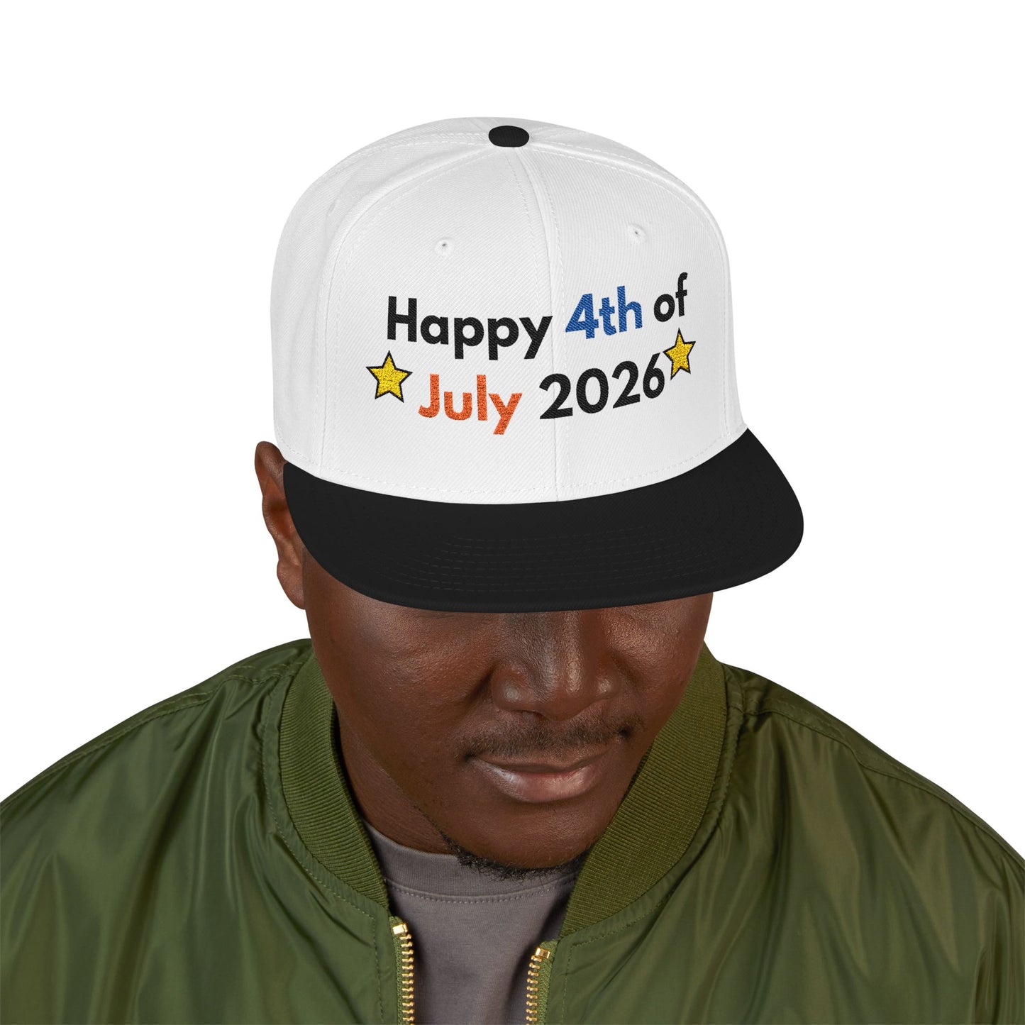 Happy 4th of July 2026 Embroidered Snapback Hat