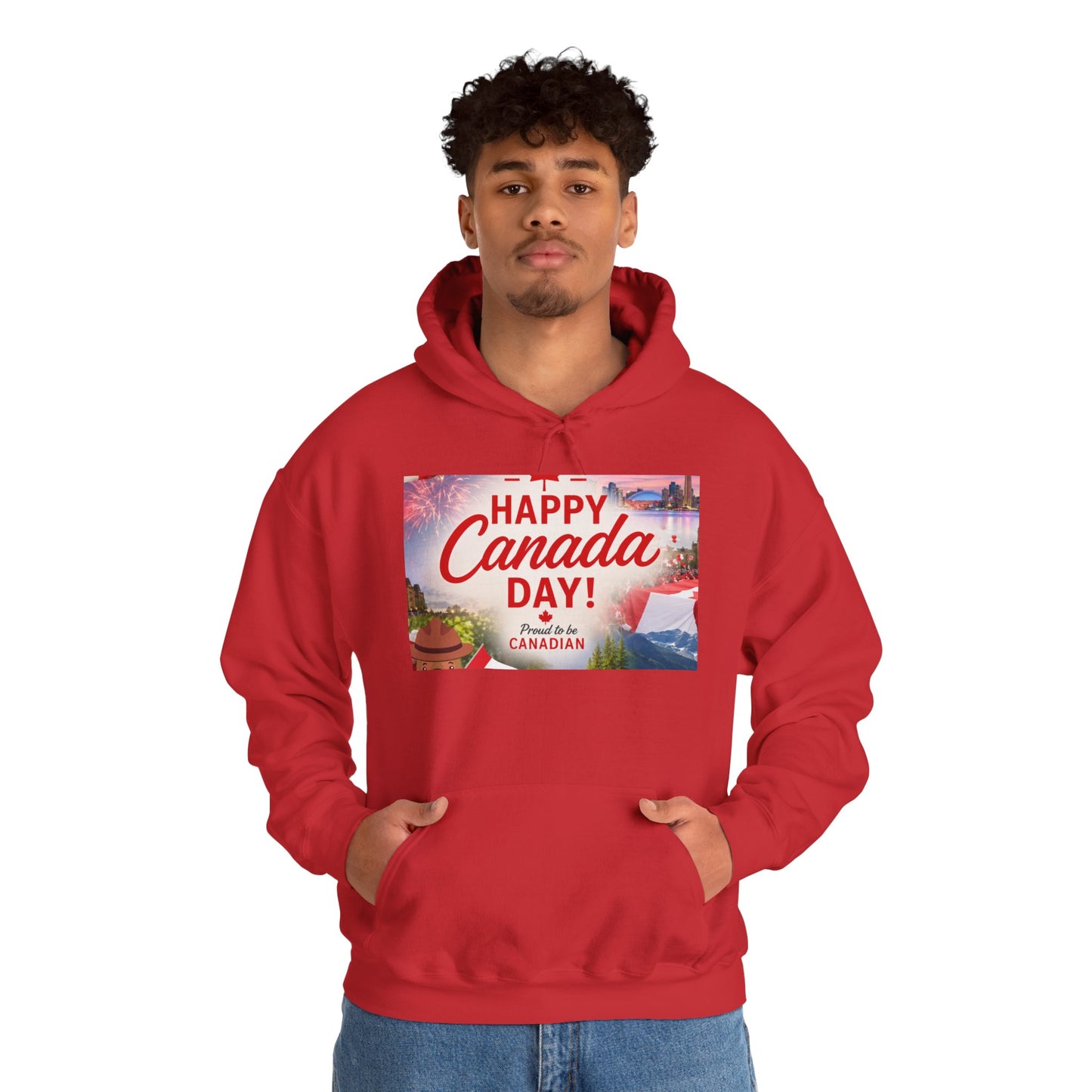 Canada Day Hoodie — "Happy Canada Day! Proud Canadian" Celebration Sweatshirt
