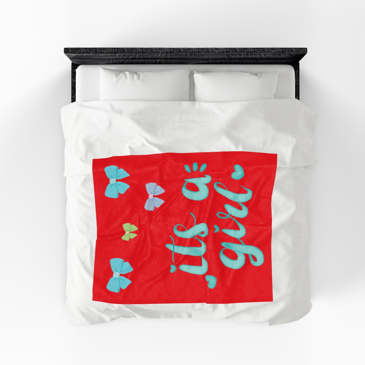 Velveteen Plush Blanket - "It's a Girl" Baby Announcement Throw