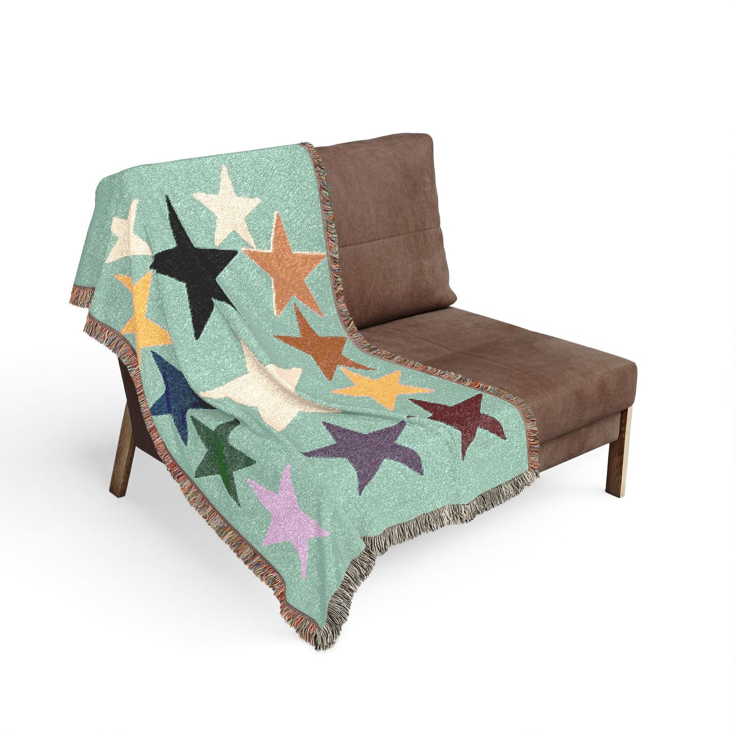 Multicolor Star Pattern Woven Blanket | Retro Celestial Throw
