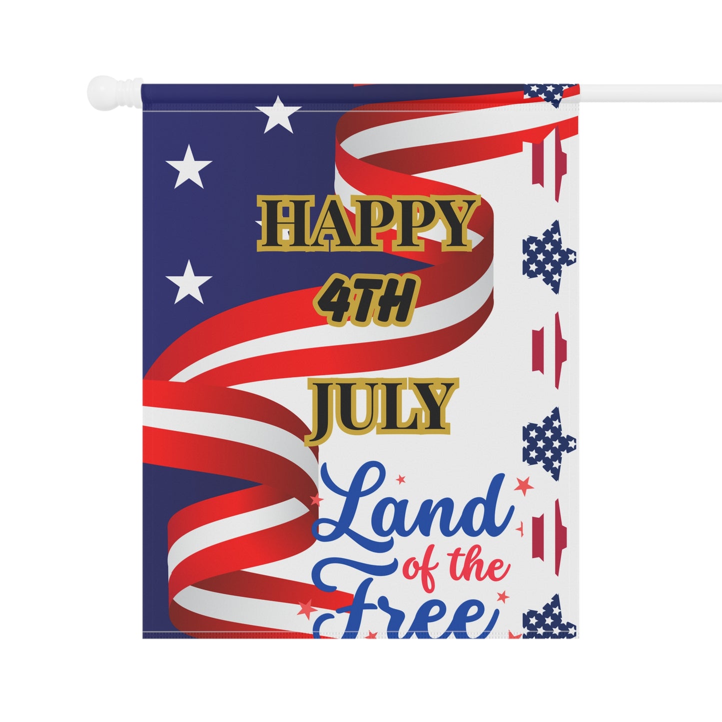 Happy 4th July Land of the Free Garden Banner | Patriotic House Flag