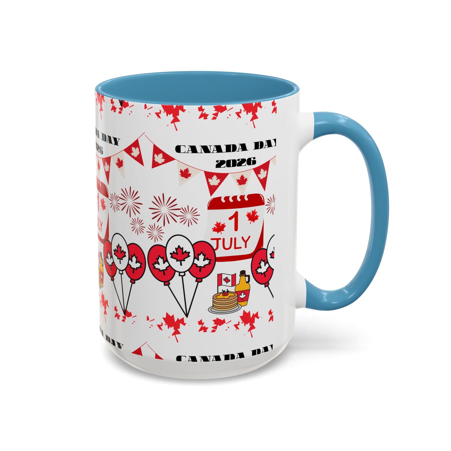 Canada Day Coffee Mug - 1 July 2026 Red Maple Balloon Accent Mug