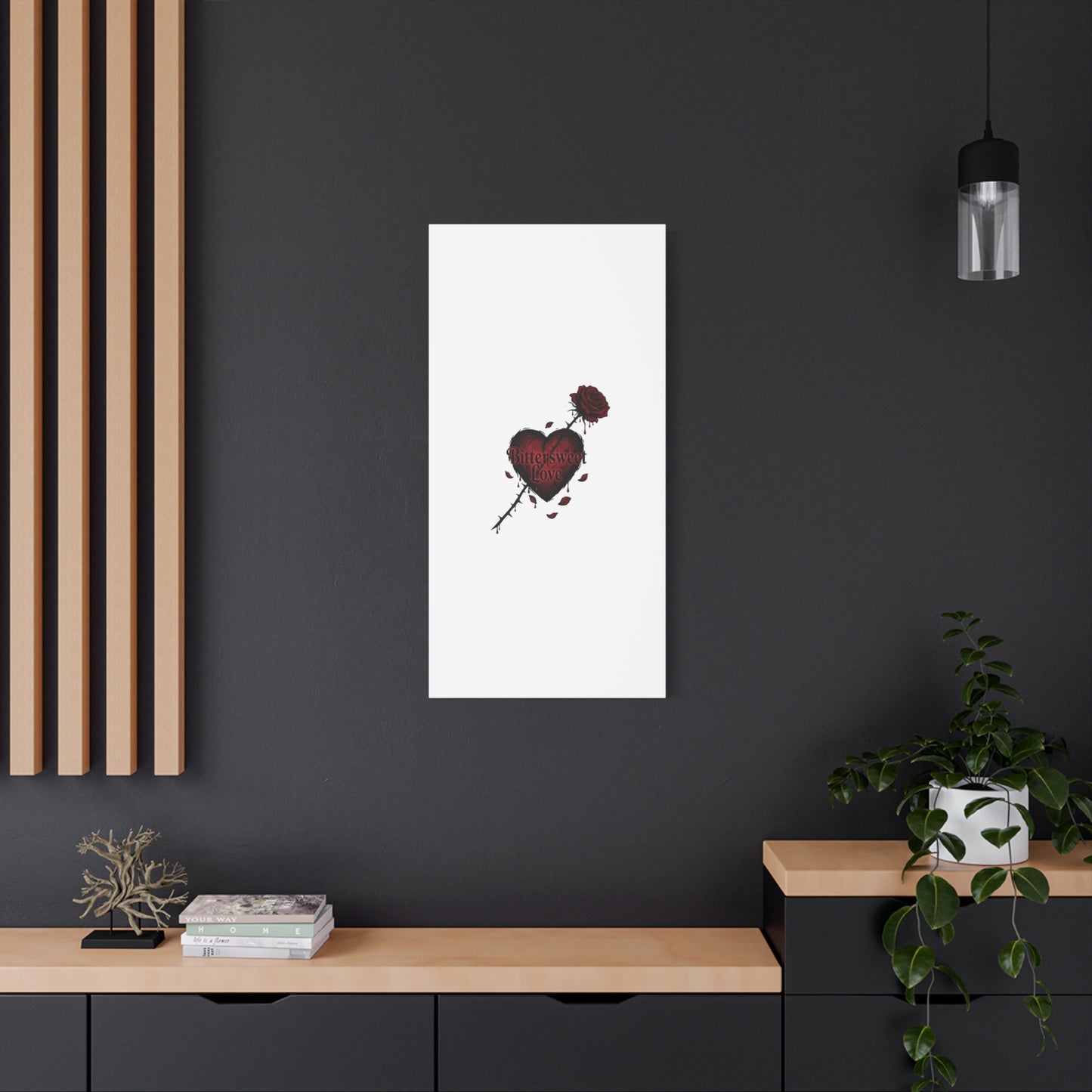Bittersweet Love heart & thorn rose Canvas | Goth Valentine, Dark Romance Art Print