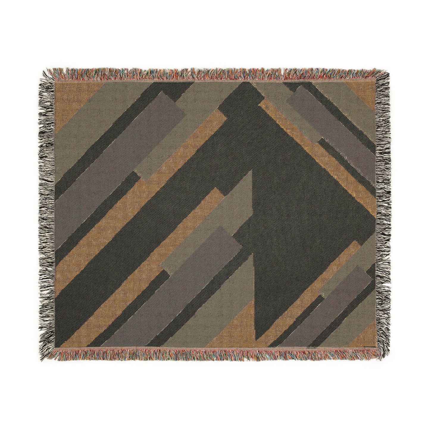 Geometric Diagonal Stripes Woven Blanket | Modern Abstract Throw