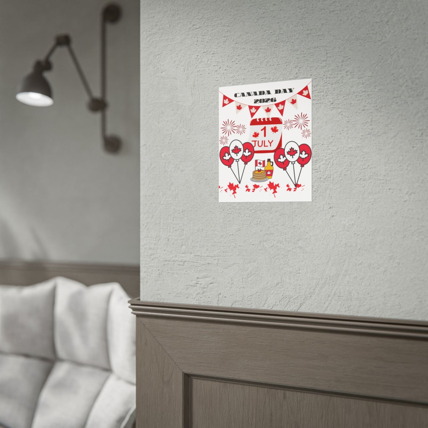 Canada Day 1 July Poster – Red Maple Leaf Celebration Print