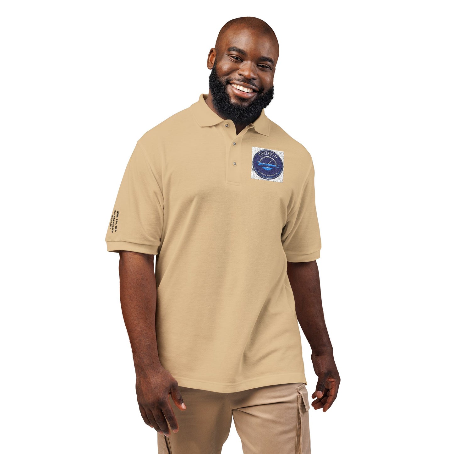Embroidered Blue Ripple Logo Polo