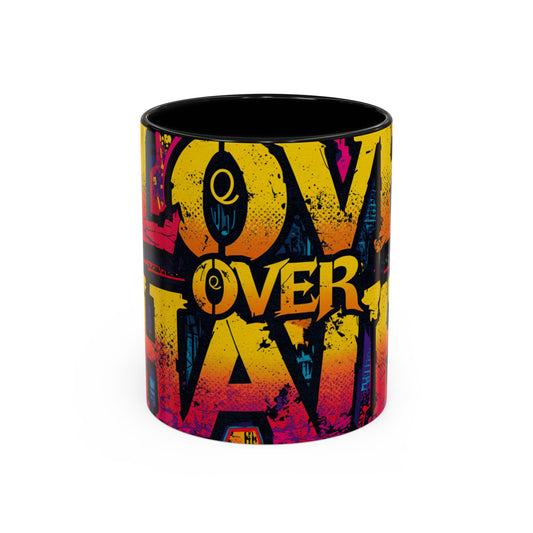 Love Over Hate Accent Coffee Mug — 11/15 oz Inspirational Ceramic Mug