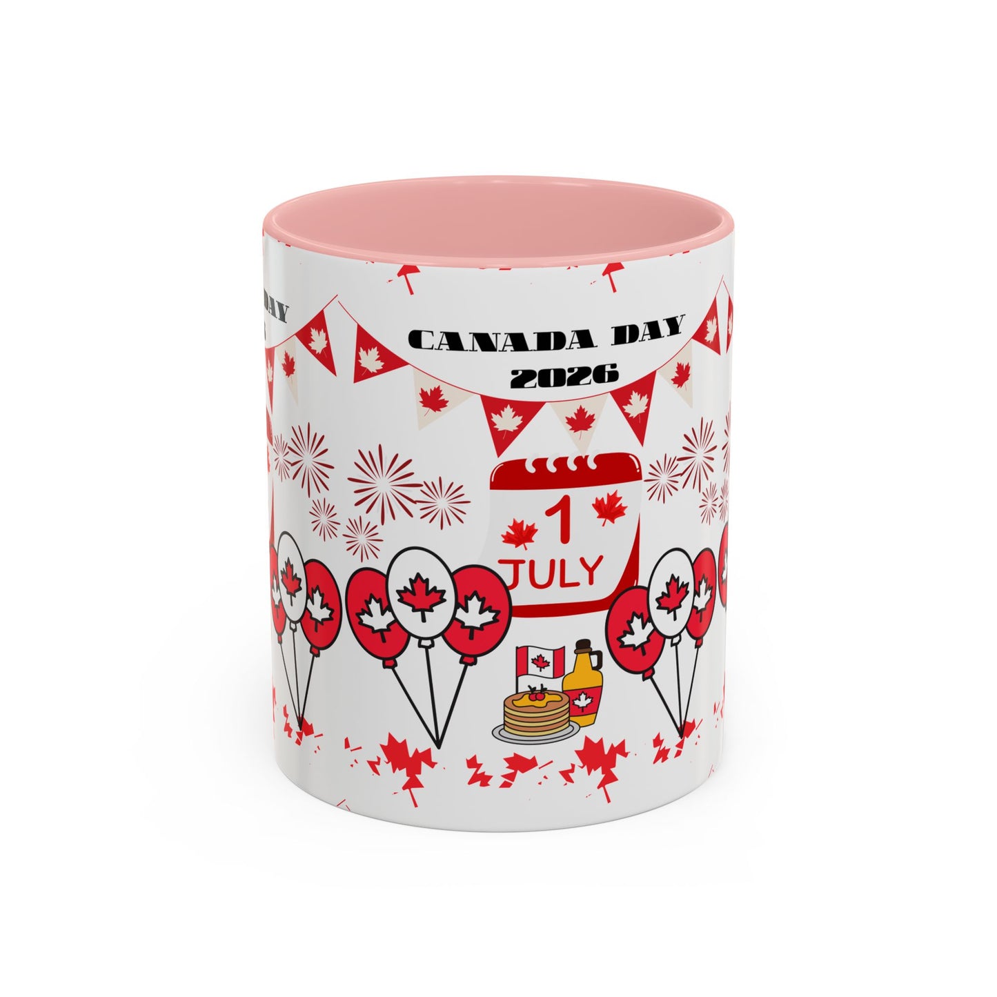 Canada Day Coffee Mug - 1 July 2026 Red Maple Balloon Accent Mug