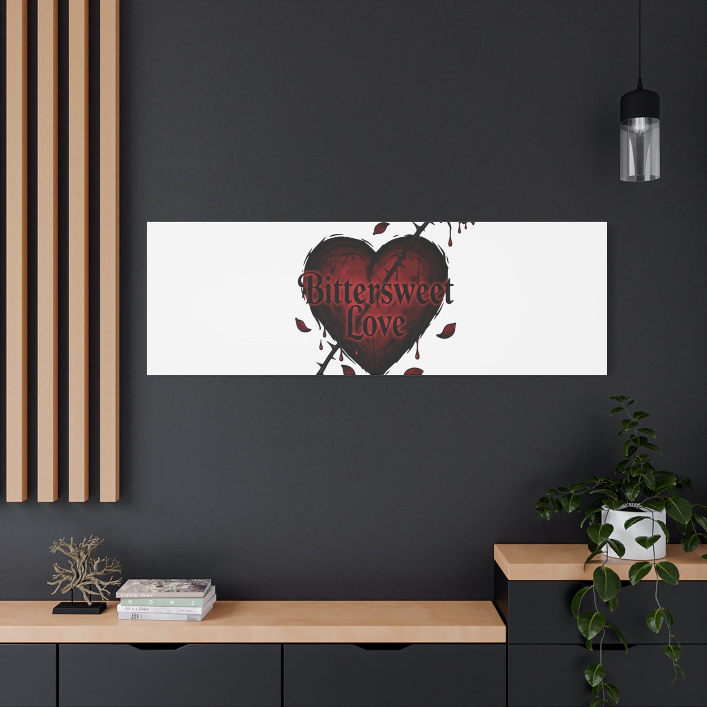 Bittersweet Love heart & thorn rose Canvas | Goth Valentine, Dark Romance Art Print
