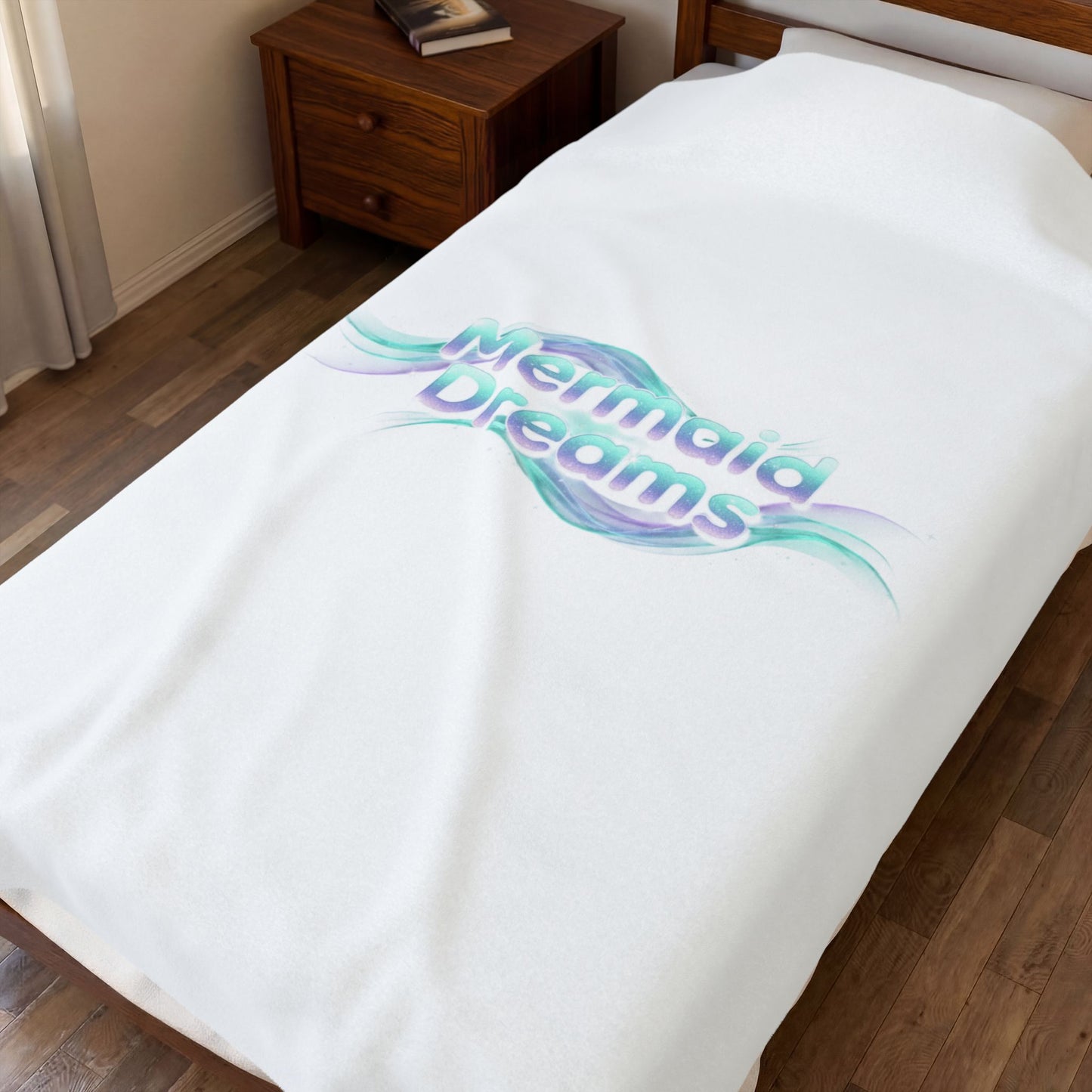 Mermaid Dreams Blanket | iridescent text, pearly word accent