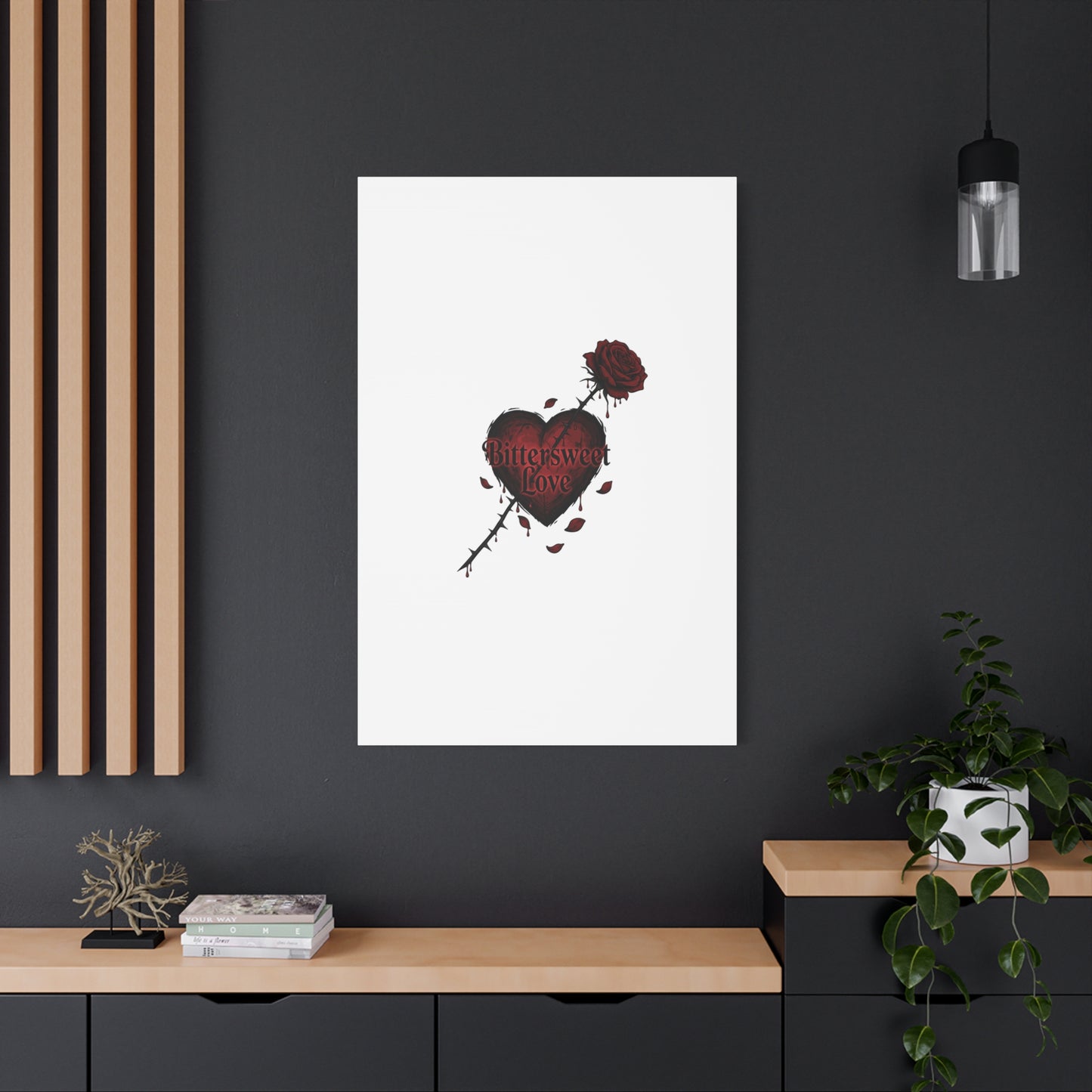 Bittersweet Love heart & thorn rose Canvas | Goth Valentine, Dark Romance Art Print