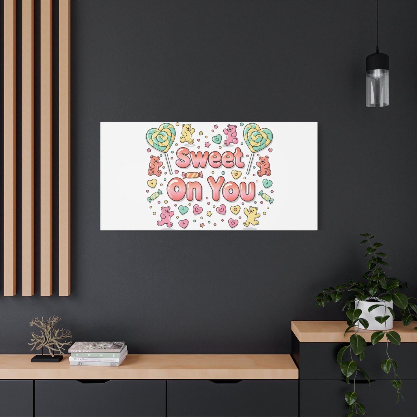 Sweet On You Canvas | Valentine Candycore heart candy pattern, pastel snackcore art