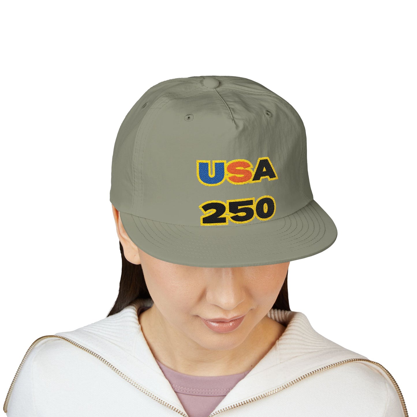 USA 250 Surf Cap | Embroidered Trucker Hat, White Snapback