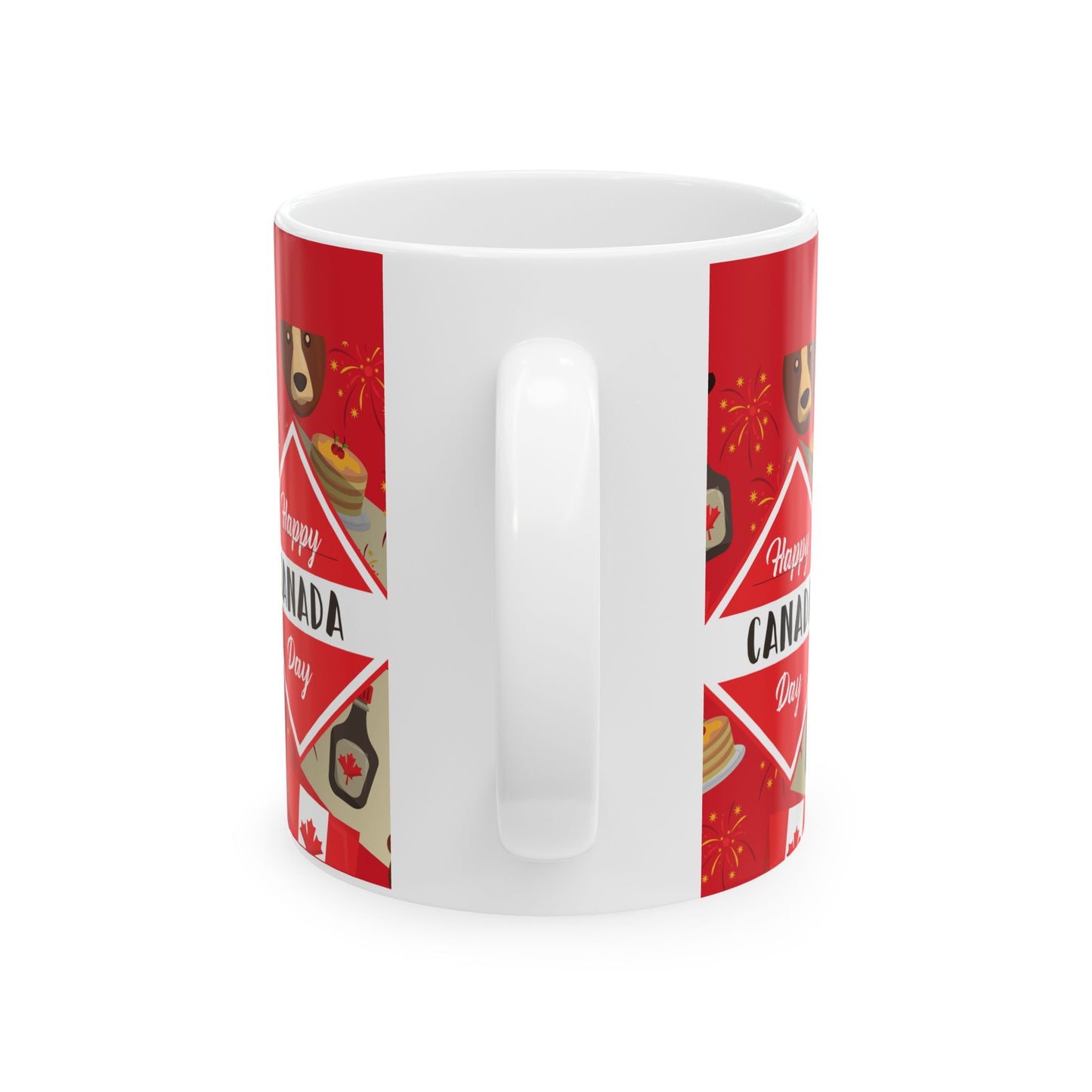 Canada Cityscape Fireworks Mug — Happy Canada Day Ceramic Coffee Cup (11oz/15oz)