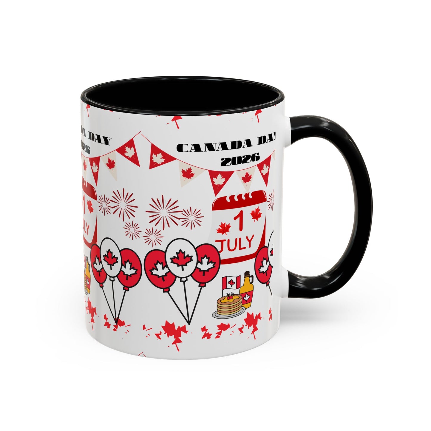 Canada Day Coffee Mug - 1 July 2026 Red Maple Balloon Accent Mug